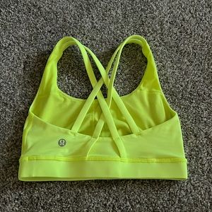 Lulu lemon, Energy bra, size 2, Electric lemon